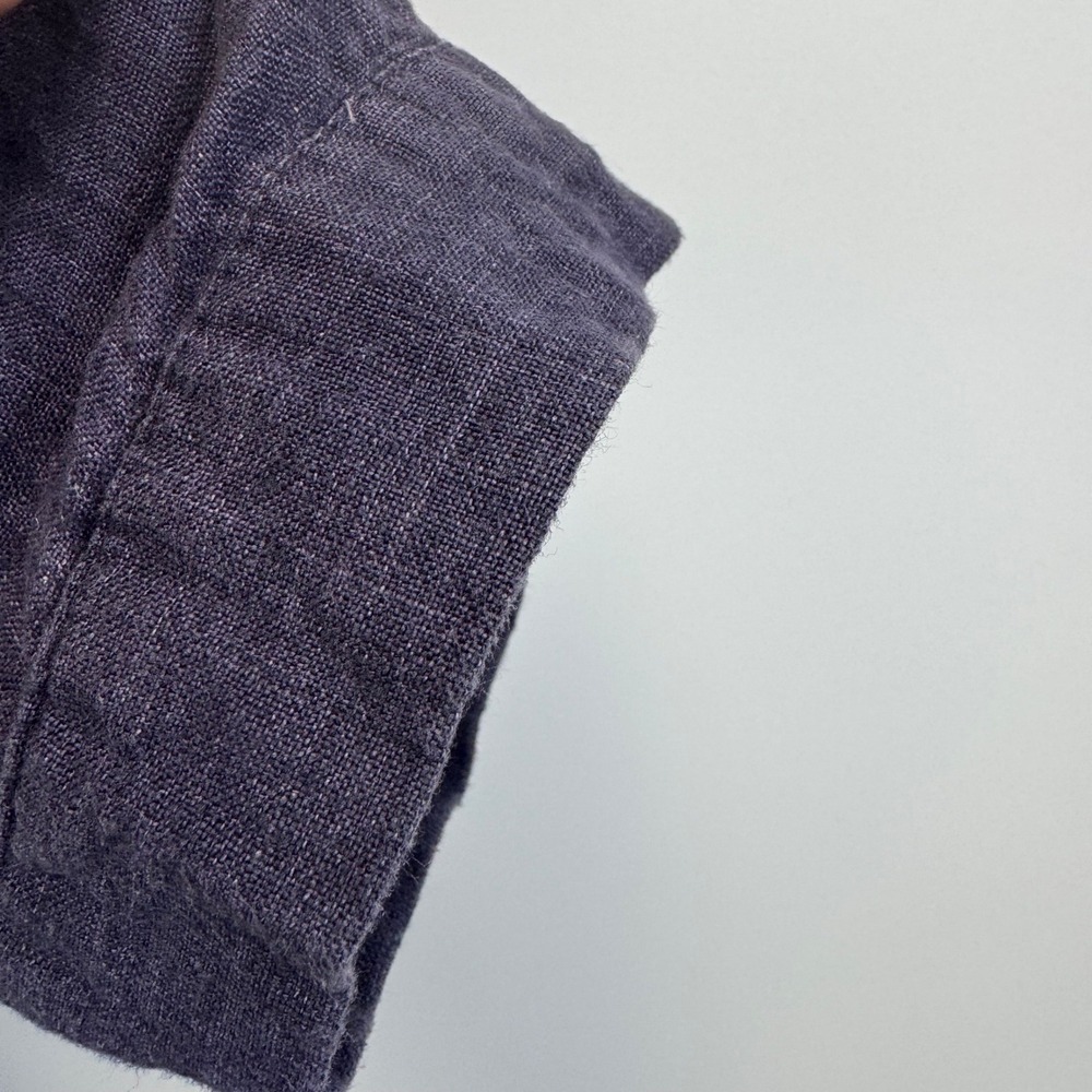 Malvin I Love Linen 100% Linen Shirt Dress Blue Button Front Roll Sleeve Sz L - Picture 9 of 13